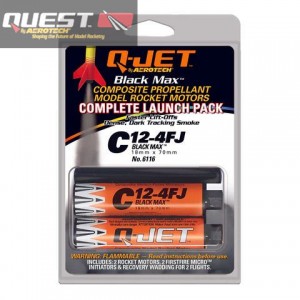 Quest 6324  -  C12-4FJ  (12pk) Q-Jet 18MM Black Maxx Composite Rocket Motors